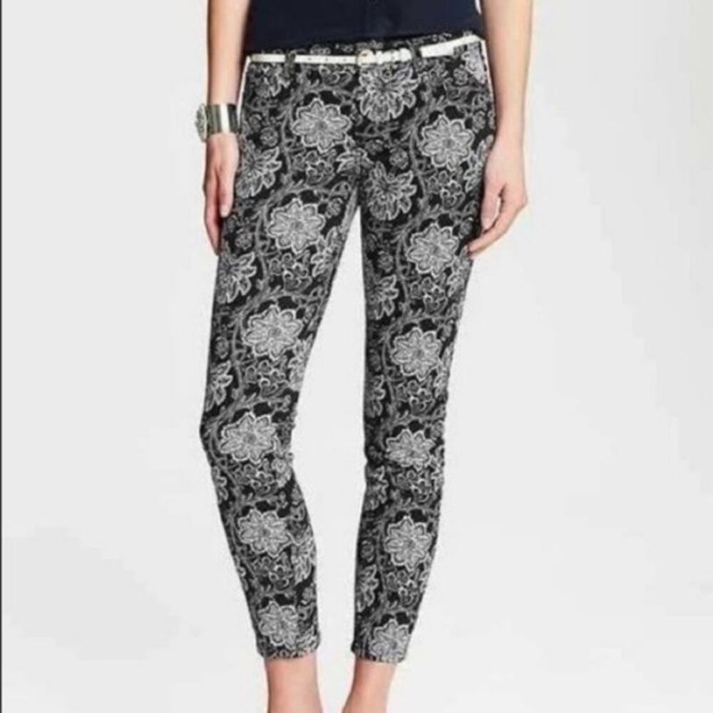 BANANA REPUBLIC Navy Velvet Floral Skinny Cropped Ankle Jeans 27 Pockets Midrise